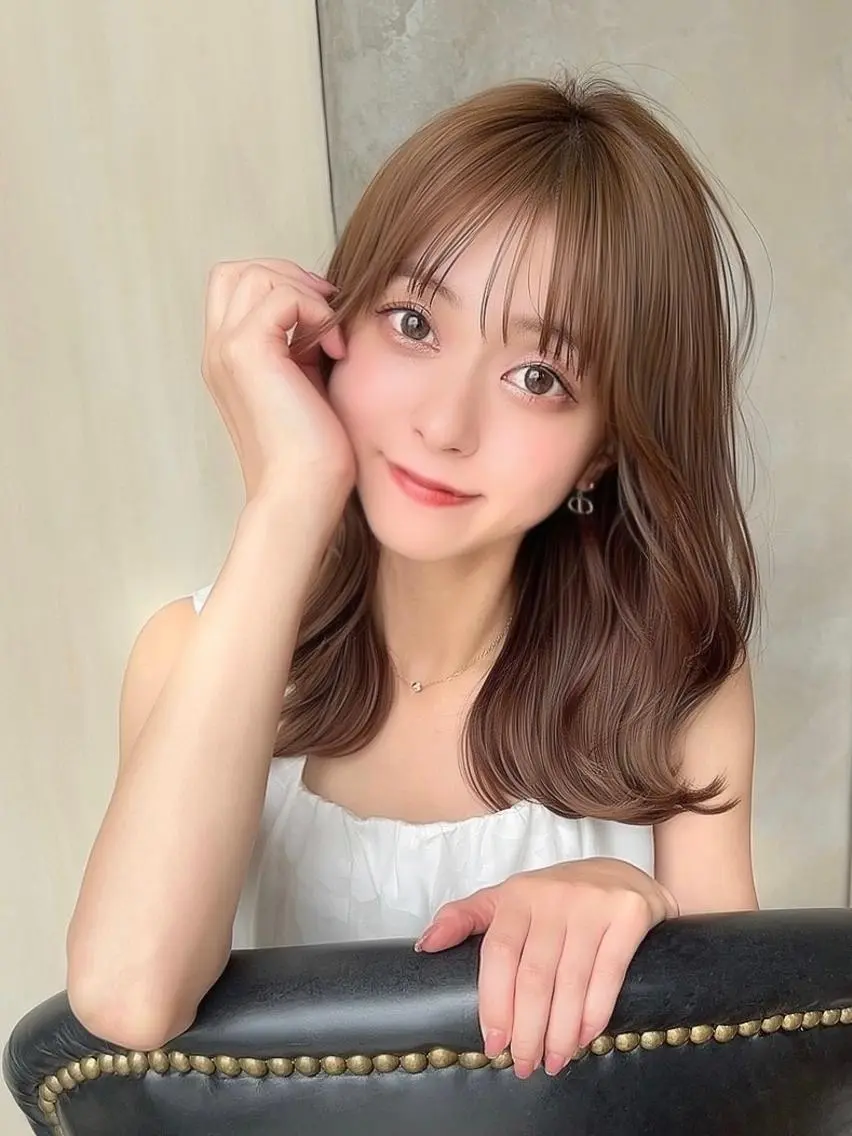 ミディアム くびれヘア 髪質改善 縮毛矯正 🧡くびれヘア/前髪 顔周り🧡久原結衣のヘアスタイル
