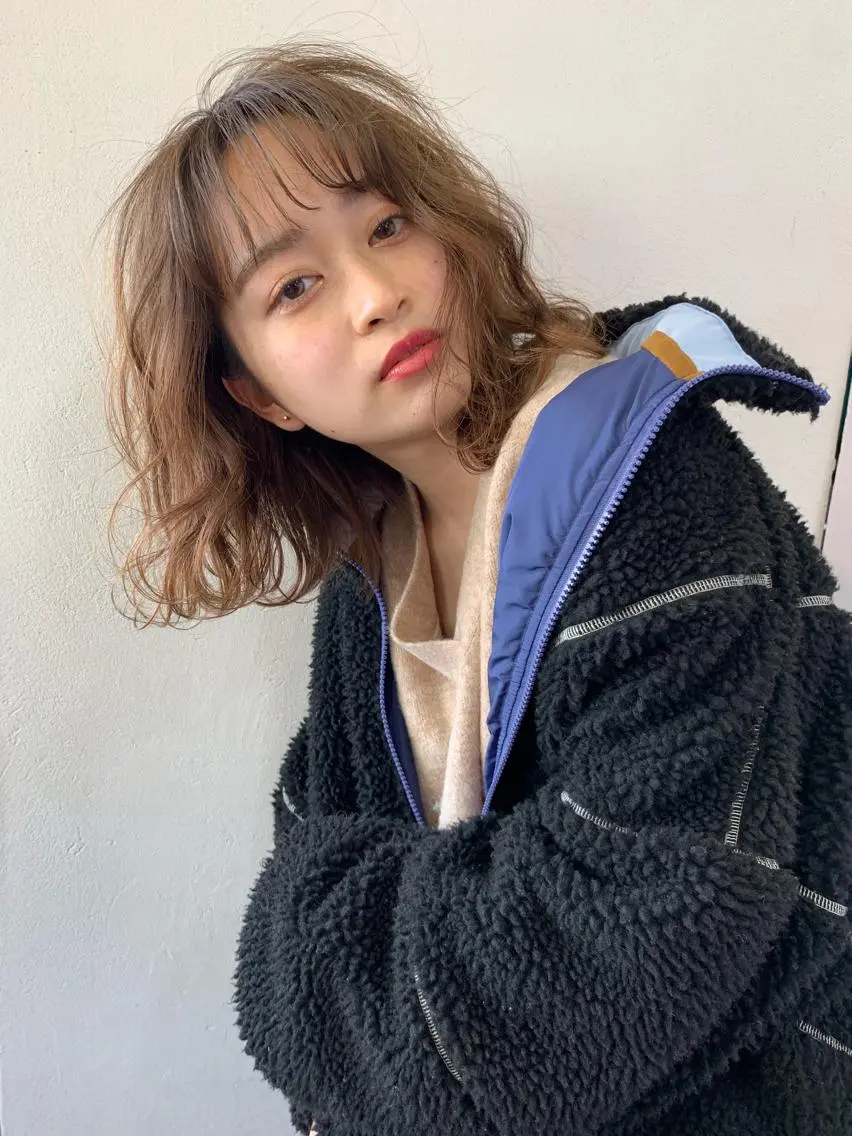 ミディアム カラー ハイトーンカラー 【韓国ヘア×透明感 カラー】笹谷 莉未のヘアスタイル
