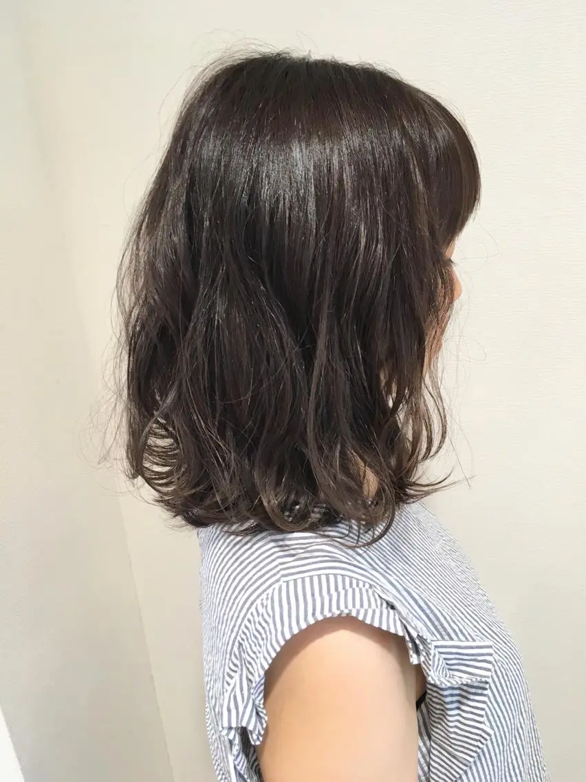 ミディアム カラー パーマ ミディアムパーマ アッシュ 透明感カラー グレージュ ボブ ディレクター ノナカのヘアスタイル