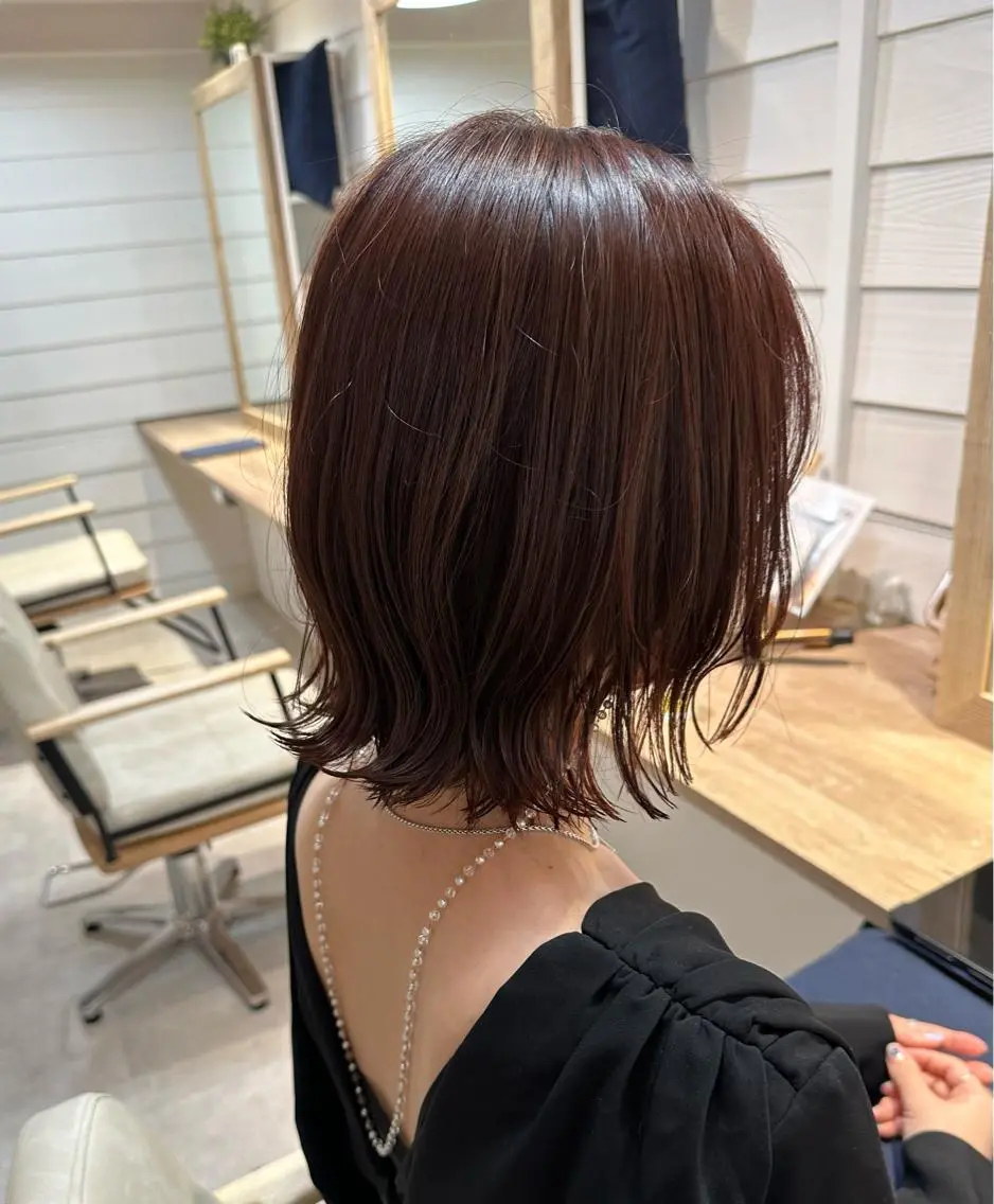 ミディアム カラー ブラウンカラー ピンクカラー ピンクブラウン Annie 吉田 裕美のヘアスタイル