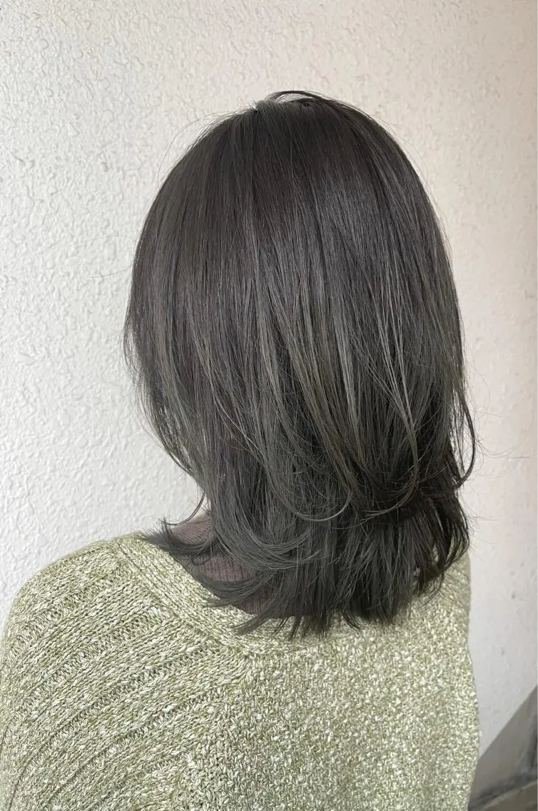 ミディアム カット ヘアカラー トリートメント マンツーマン施術 山口つよしのヘアスタイル
