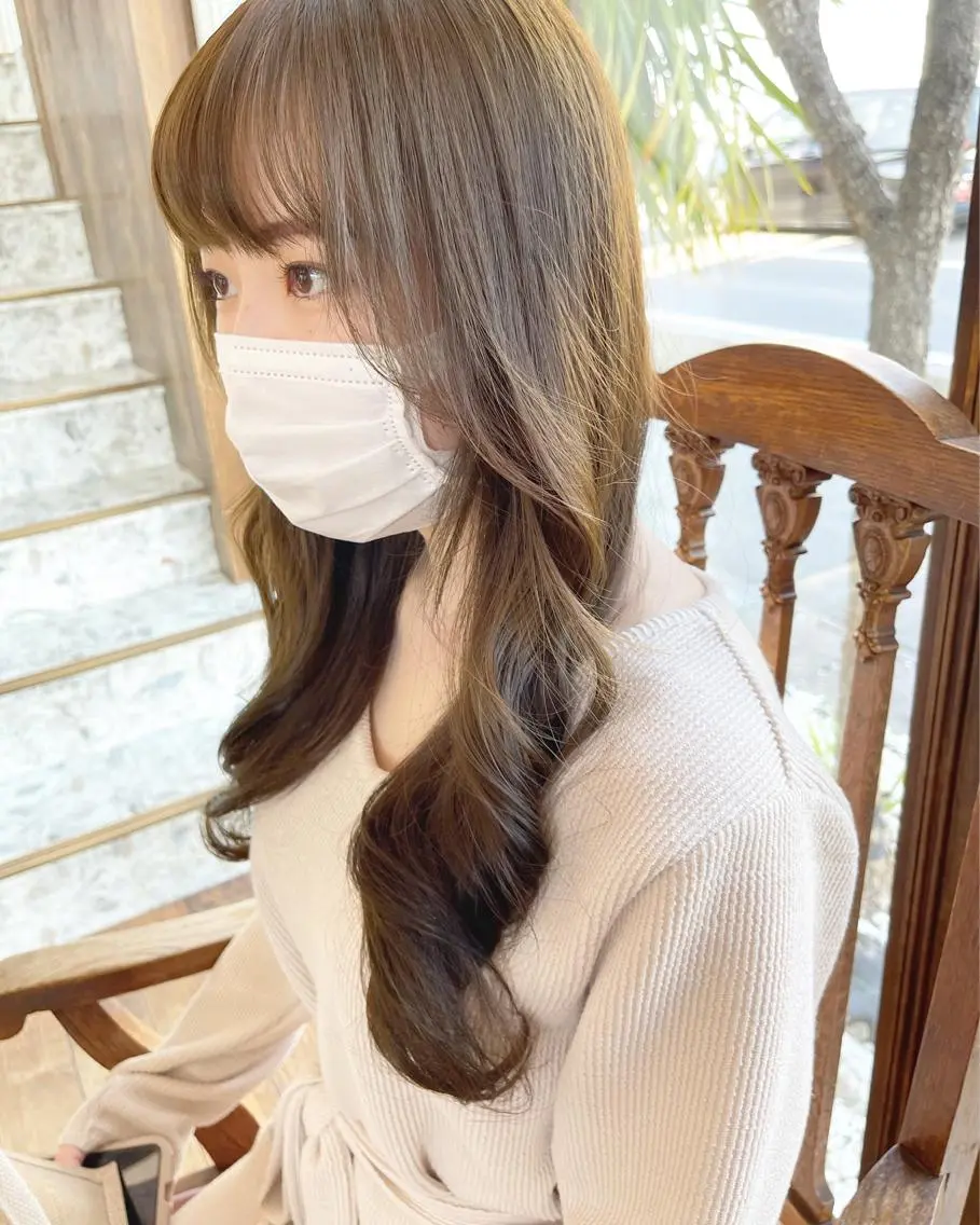 ロング カラー ベージュカラー オリーブベージュ 剣持友希/ifh iizuka/高崎のヘアスタイル