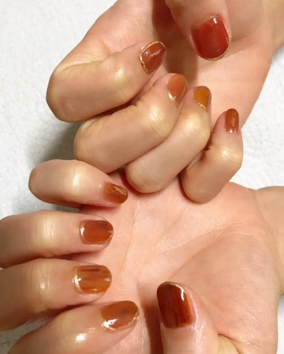 ネイル ブラウン ニュアンスネイル ハンドネイル ハンドケア u sのネイルデザイン