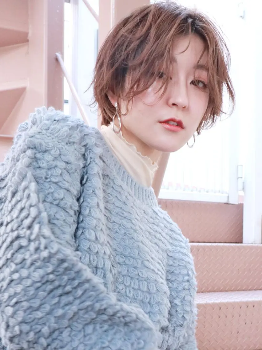 ショート カラー パーマ ヘアアレンジ 丸みショート ショートヘア ITbyALBUM 中野店のヘアスタイル