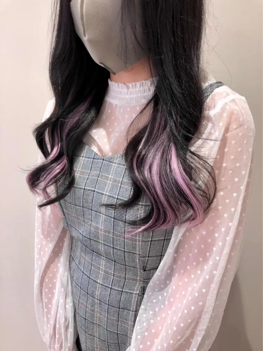 ロング エクステ ミユ🎀長さ出し 🎨デザインカラーのヘアスタイル