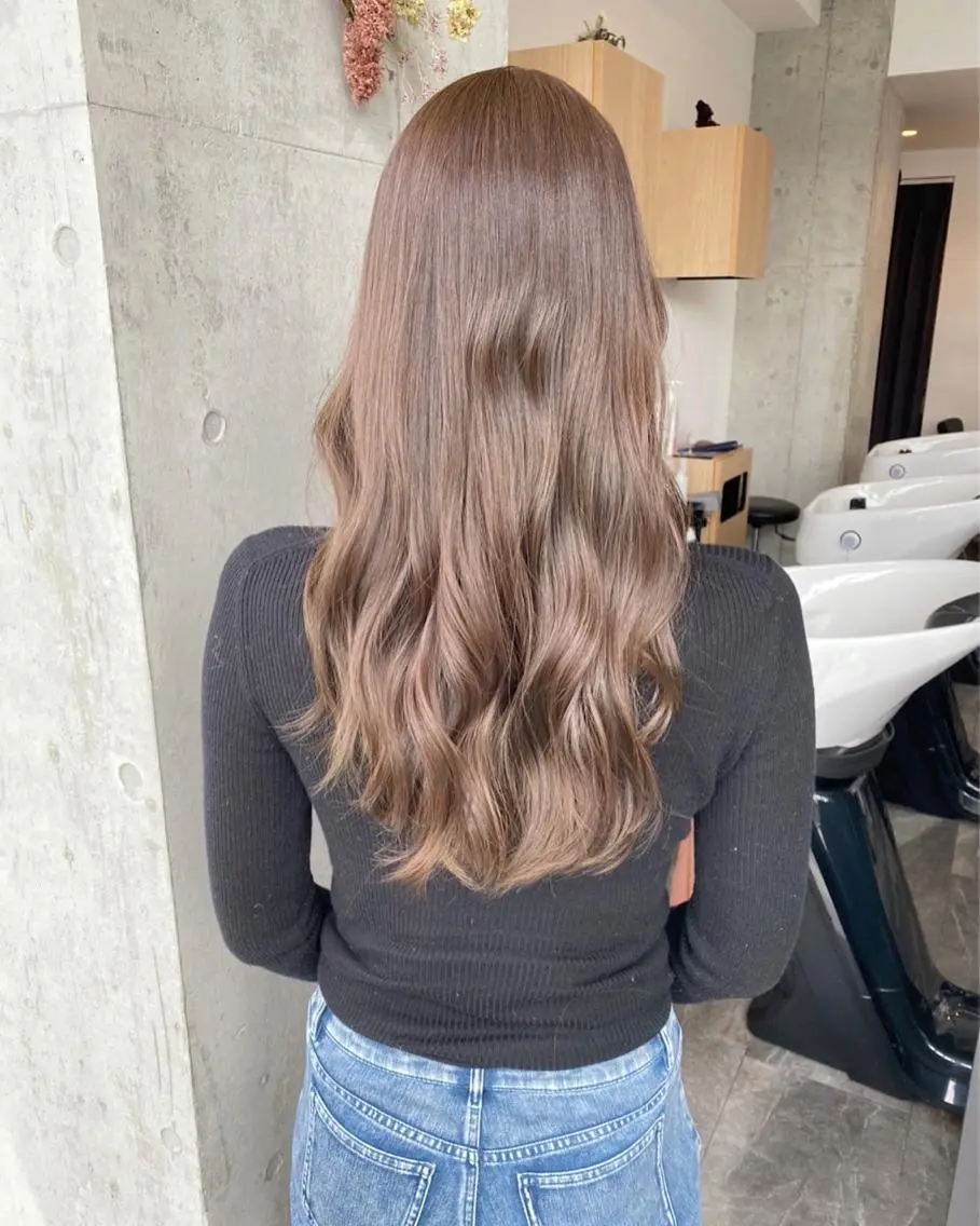 ロング カラー ベージュカラー ブリーチ 透明感カラー ブリーチなしカラー カット ヘアカラー トリートメント ✨透明感カラー/縮毛 恵比寿HAYATO✨のヘアスタイル