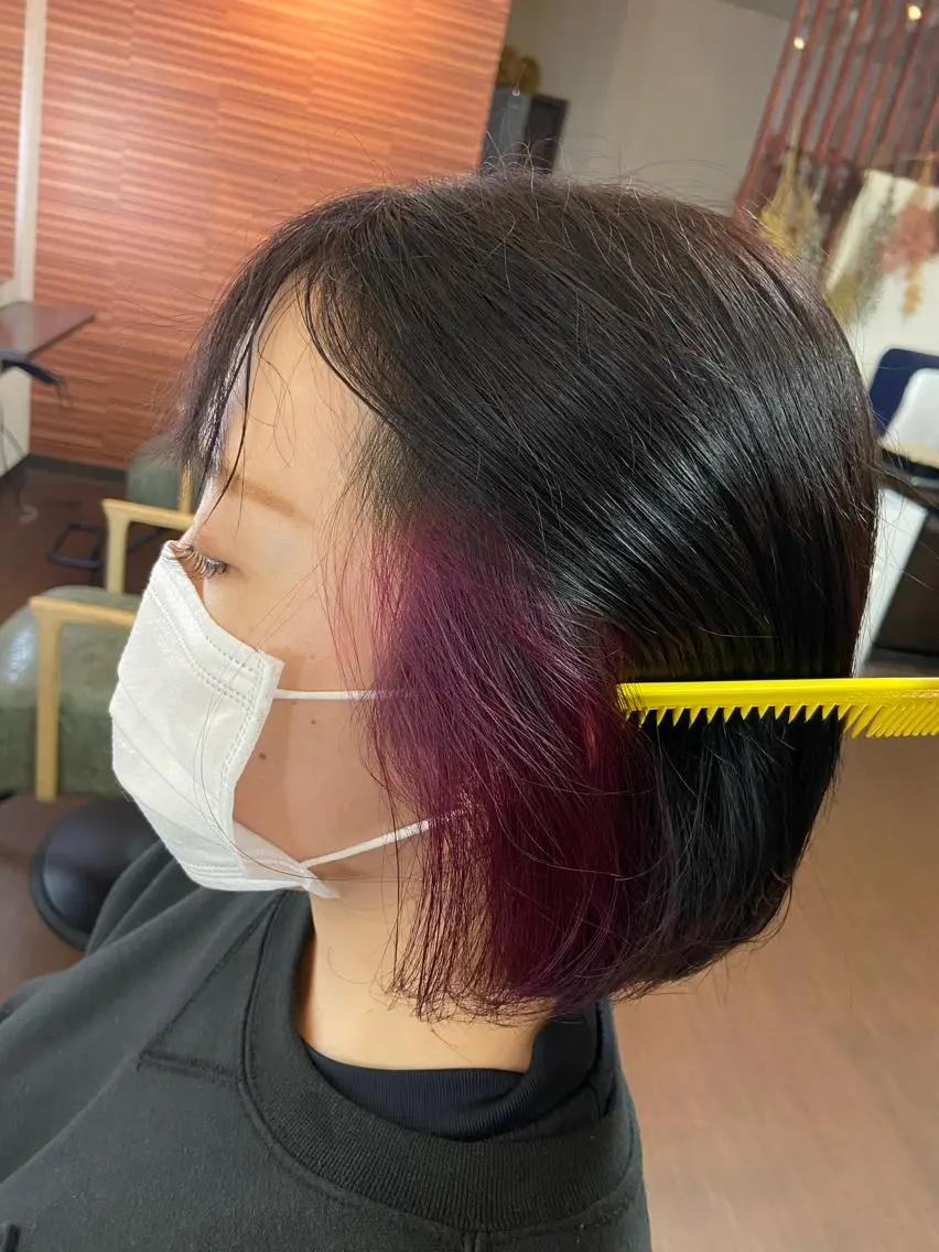 ショート カラー インナーカラー ピンクカラー バイオレットカラー カット ヘアカラー 💜推しインナー カラー/菊池柊真💜のヘアスタイル