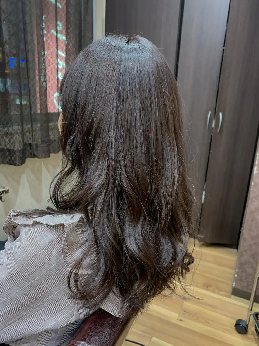 ロング カラー カット ヘアカラー トリートメント 髪質改善🩵艶髪 ストレート🩵山口のヘアスタイル
