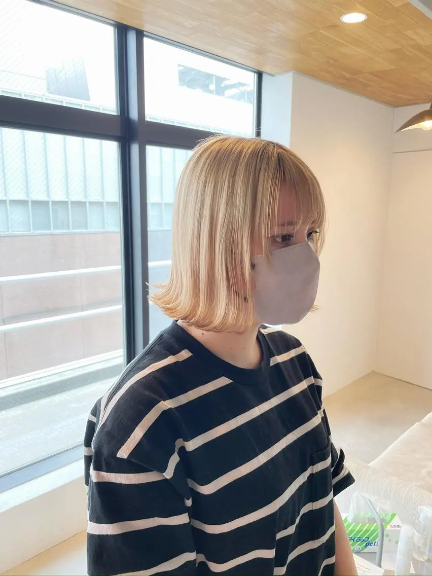 ミディアム ボブ カット ヘアカラー トリートメント ベージュカラー/新潟 カラー特化/落合優吾のヘアスタイル