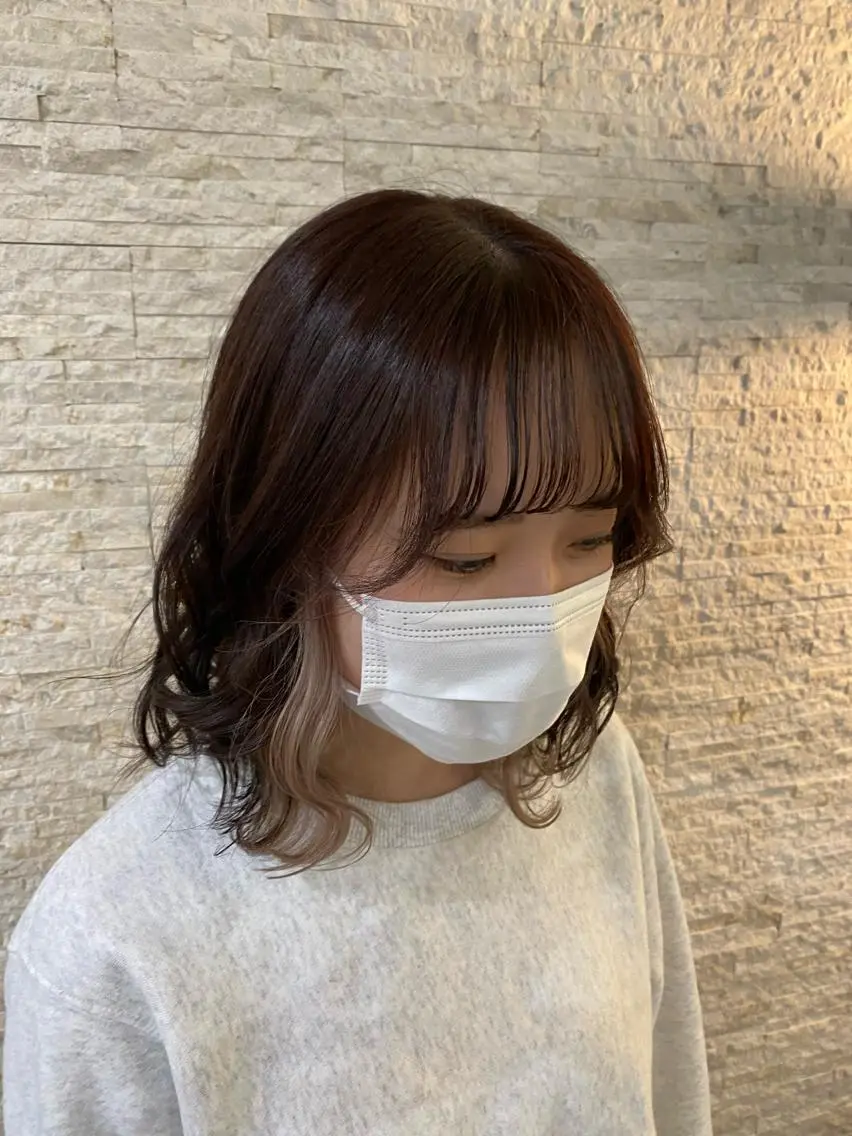 ミディアム カラー ベージュカラー ブラウンカラー ダブルカラー インナーカラー ミルクティーブラウン 🫧美髪＆艶カラー 増田魁土🫧のヘアスタイル