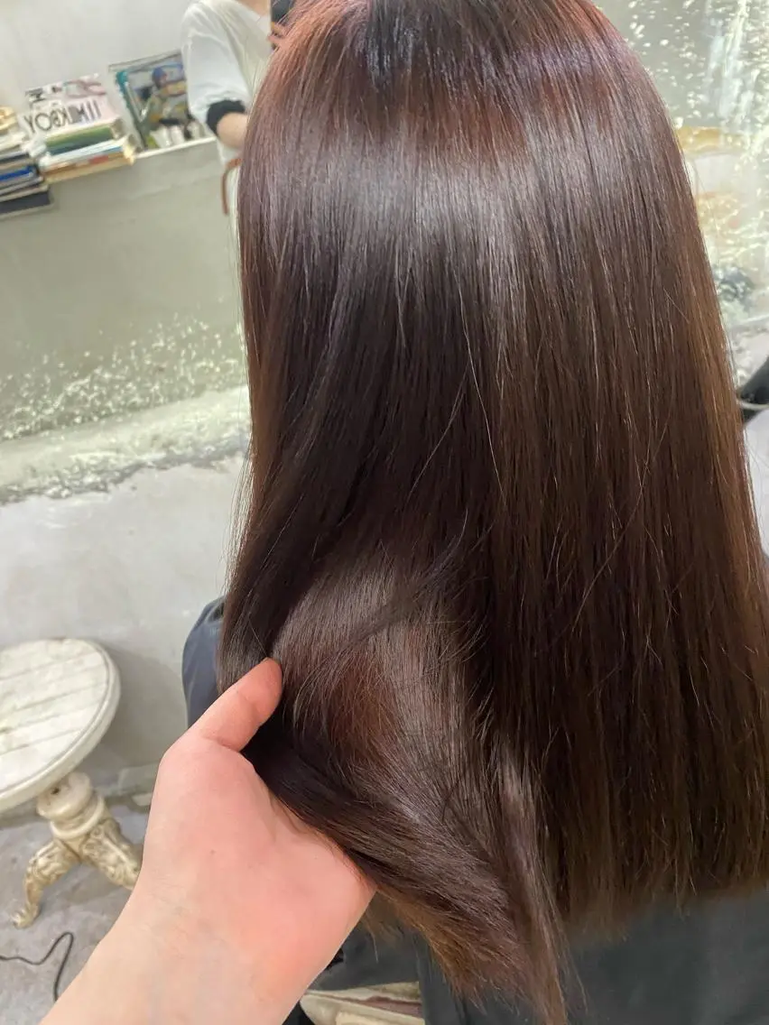セミロング カラー ヘアアレンジ ブラウンカラー ピンクカラー お任せヘア☘️☘️ 及川渚のヘアスタイル