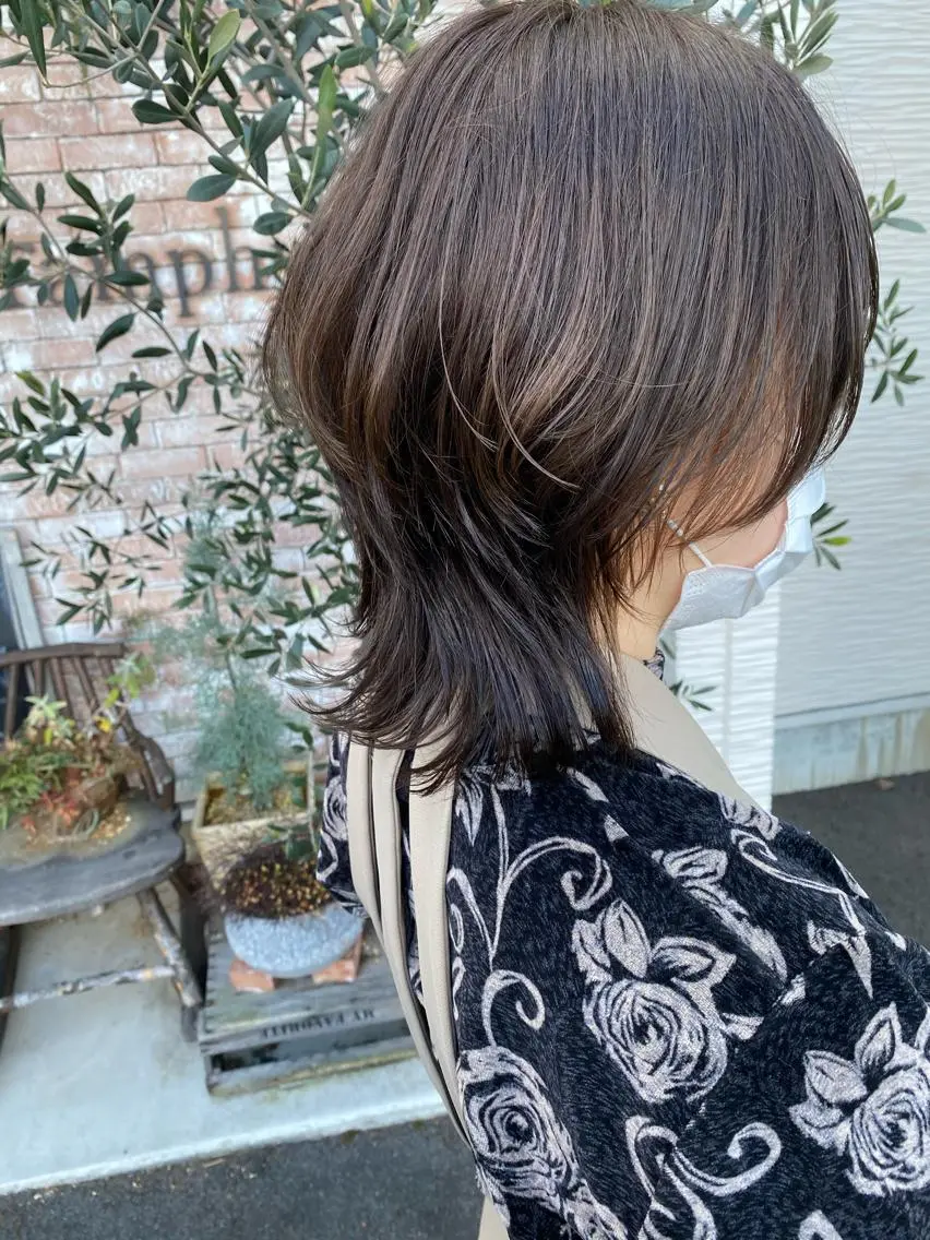 ミディアム カラー ハイライトカラー ハイライト ウルフカット カット ヘアカラー トリートメント 【浜松・豊橋】 ニシモトのヘアスタイル