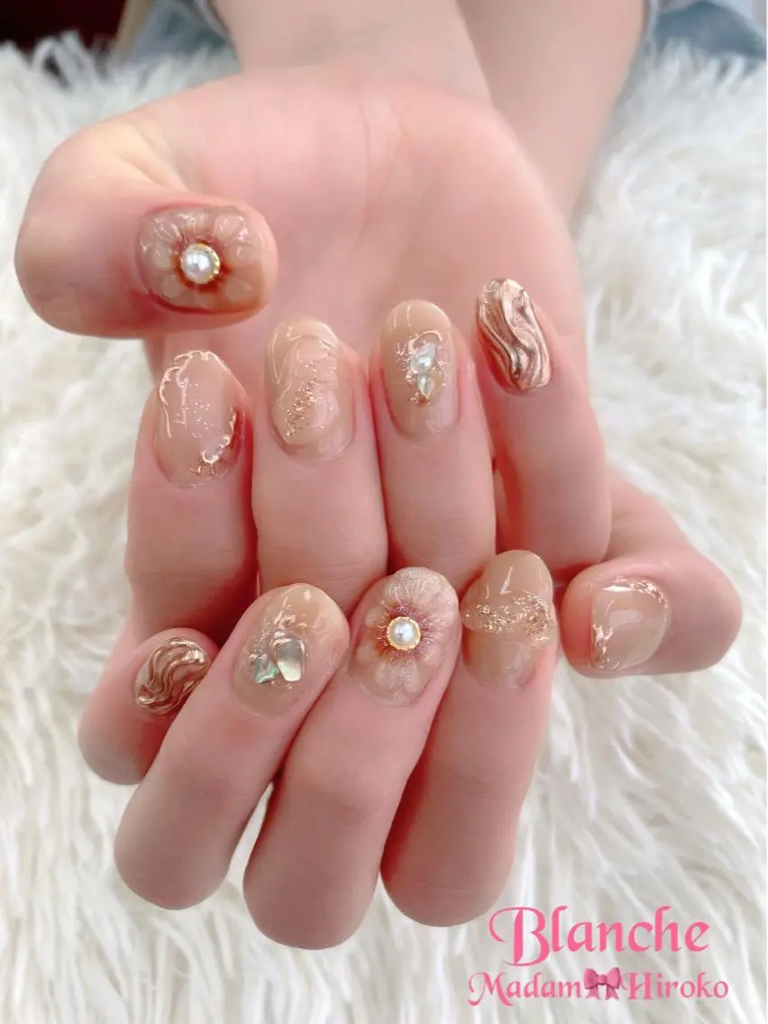 ネイル クリアネイル フラワーネイル ぷっくりネイル Lianネイル 寛子Lianのネイルデザイン