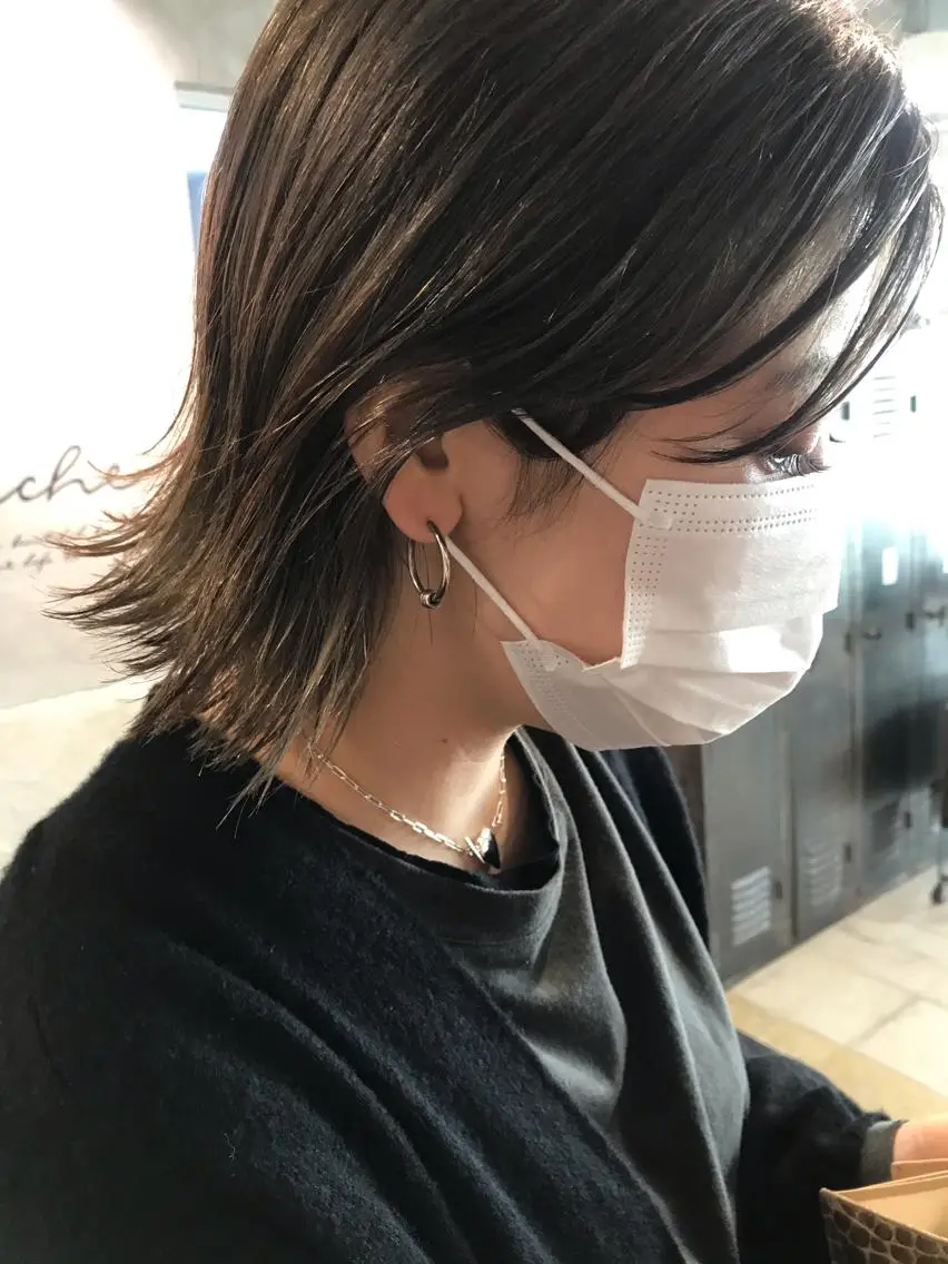 ミディアム カット ヘアカラー トリートメント ayane⭐️ボブ・ ショート・パーマのヘアスタイル