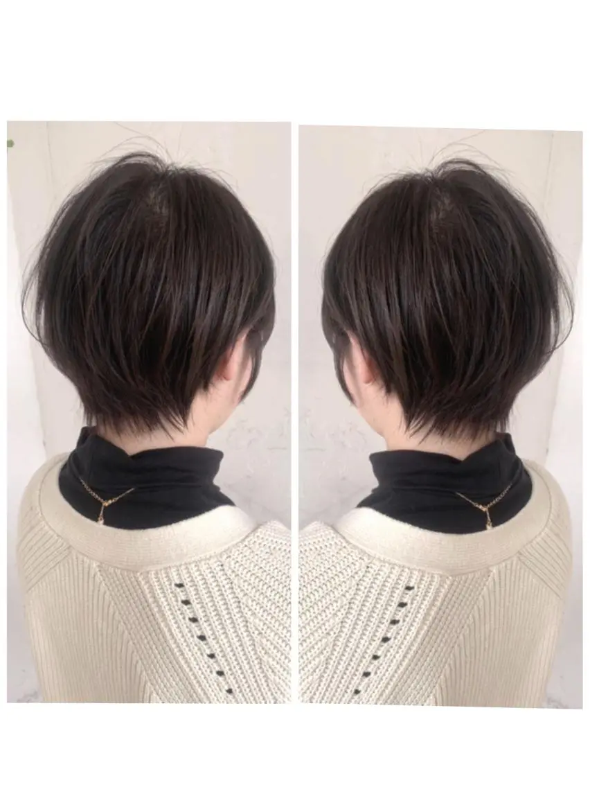 ショート カラー ショートボブ ハンサムショート 丸みショート デザインカラー ハイライトカラー カット ヘアカラー 京都大人女性ショート 徒歩1分/秋山のヘアスタイル