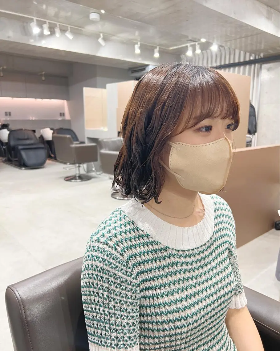 ショート パーマ カット ヘアカラー パーマ ボブパーマコテ巻き風 パーマNo1深江秀平のヘアスタイル