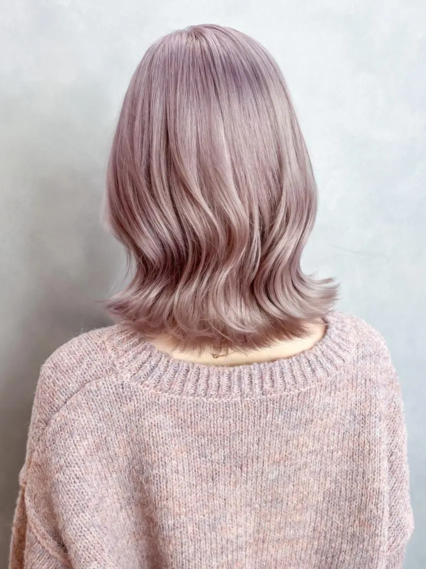 ミディアム カラー ベージュカラー ダブルカラー ピンクカラー ピンクベージュ くびれヘア カット ヘアカラー トリートメント ITbyALBUM 中野店のヘアスタイル