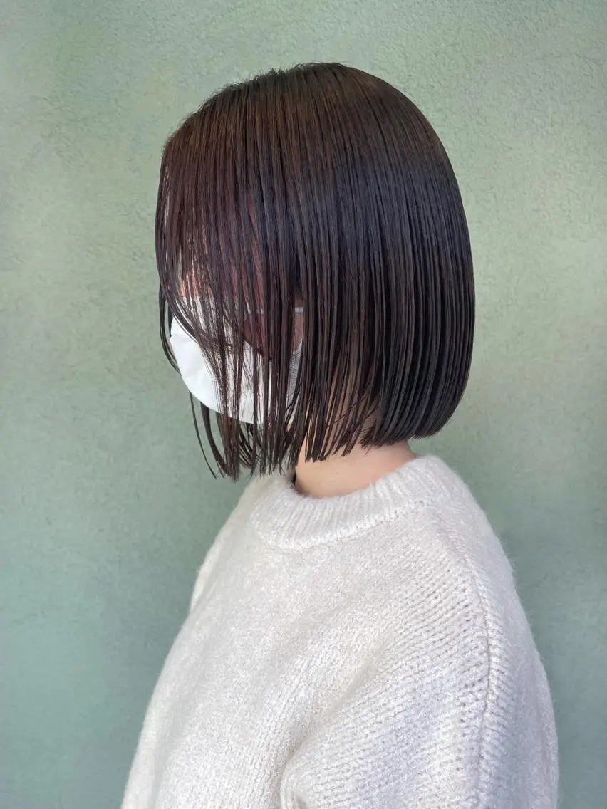 ミディアム カラー ベージュカラー パープルカラー ボブ カット ヘアカラー トリートメント HIROKI ”博多 /ボブのヘアスタイル