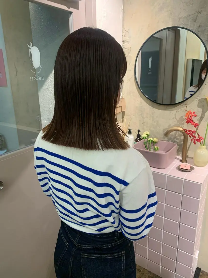 ミディアム カット ヘアカラー yupi🐈⬛ レイヤー/パーマのヘアスタイル