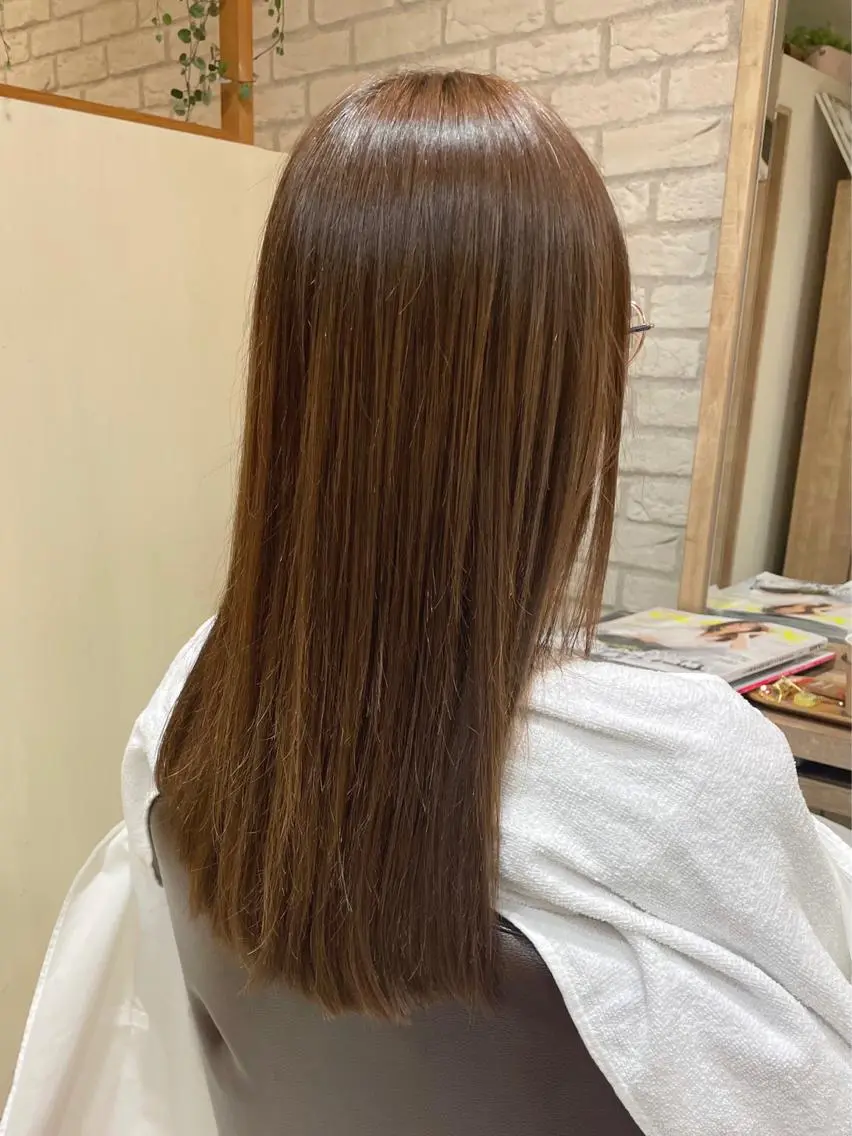 ロング 髪質改善 カット 縮毛矯正 トリートメント 清水 有実子のヘアスタイル