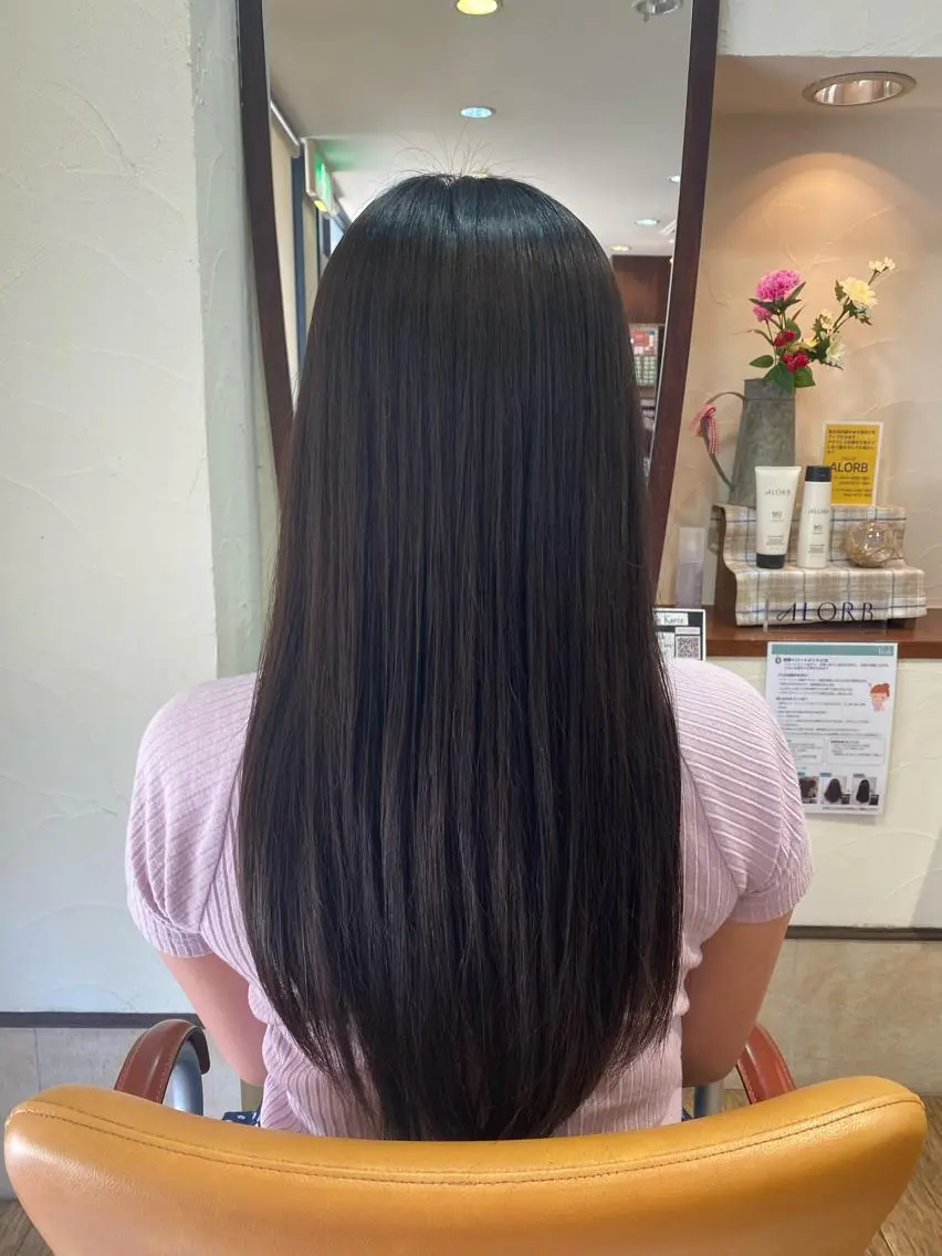 ロング ハイライト 縮毛矯正 サプリームヘア 飯田みち瑠のヘアスタイル