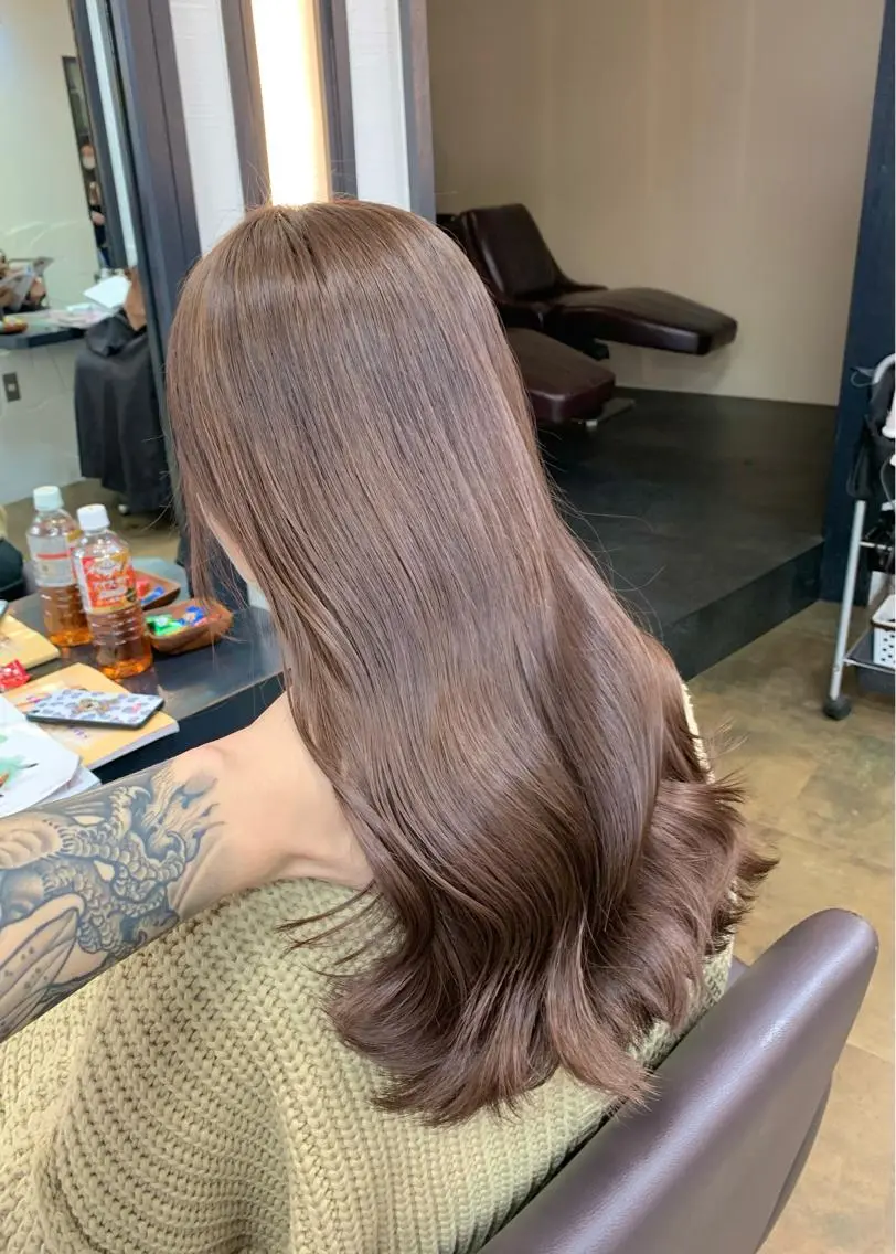 セミロング カラー ベージュカラー ラベンダーカラー ラベンダーベージュ 矢野 晃平のヘアスタイル
