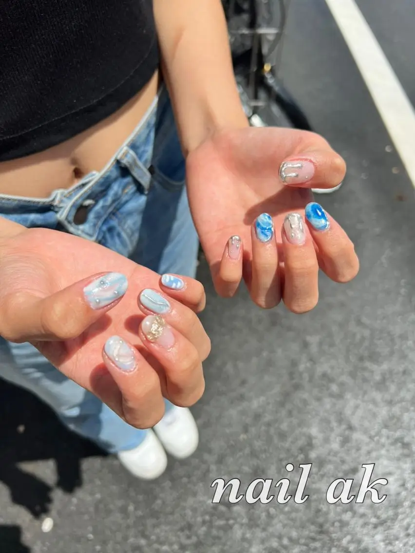 ネイル 夏ネイル ハンドネイル ak nail .のネイルデザイン