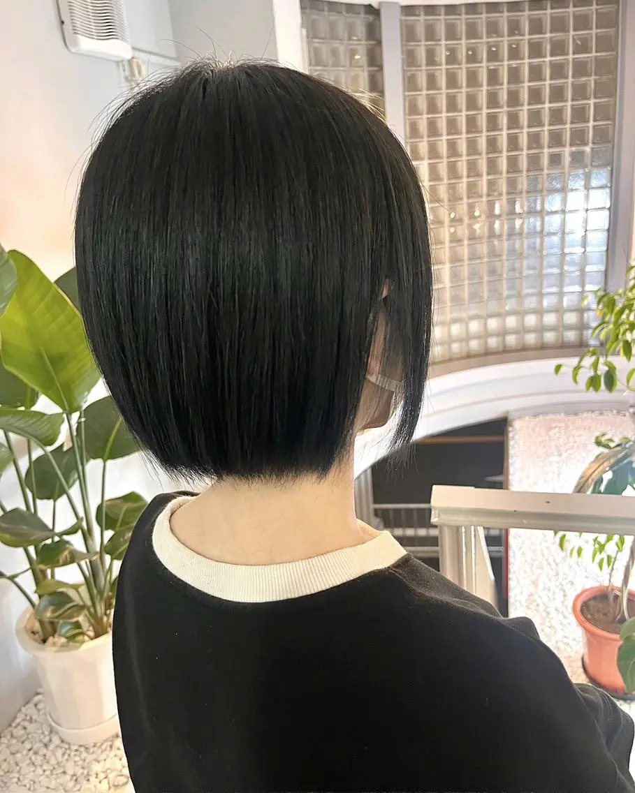 ショート カラー アッシュ アッシュブラック 黒髪 ボブ MILIA 古石　和奈のヘアスタイル