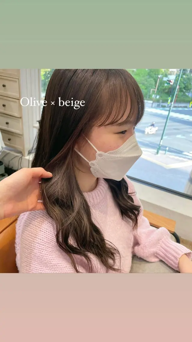 カラー ベージュカラー 透明感カラー イヤリングカラー インナーカラー オリーブカラー 🍒ばばみさき/ マンツーマン施術🍒のヘアスタイル