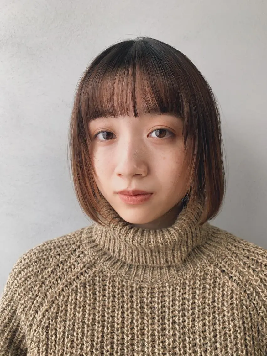 ミディアム カラー パーマ ボブパーマコテ巻き風 パーマNo1深江秀平のヘアスタイル