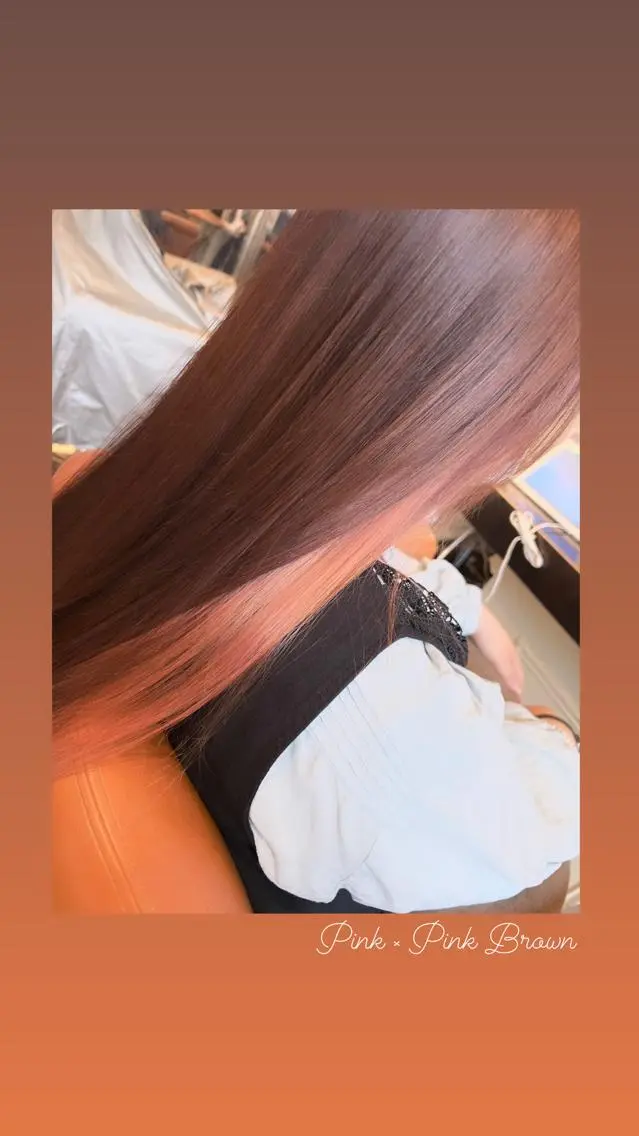 ロング カラー ブラウンカラー インナーカラー ピンクカラー ピンクブラウン カット ヘアカラー トリートメント ハイライト/インナー /ブリーチ/レイヤーのヘアスタイル