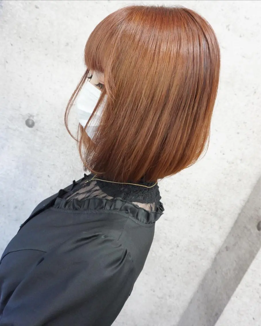 ショート オレンジブラウン ボブ カット ヘアカラー トリートメント hair teria ryu 大塚のヘアスタイル