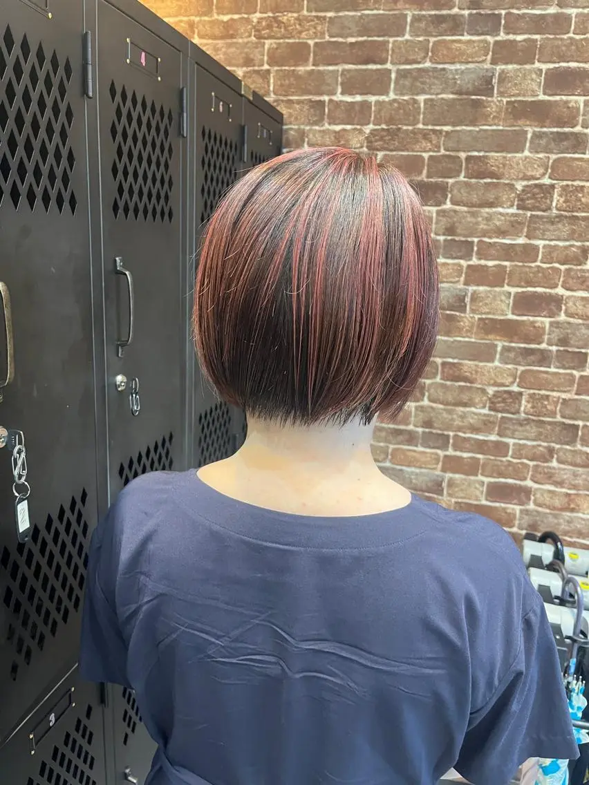 ショート カラー パーマ ヘアアレンジ メンズ キッズ ネイル マツエク・マツパ アイブロウ メンズパーマ ブラウンカラー ケアカラー 透明感カラー ピンクカラー 久木原 ゆりのヘアスタイル