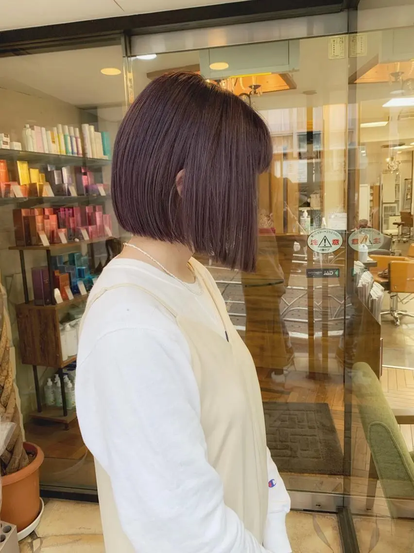 ショート カラー グレージュ ラベンダーカラー ラベンダーグレージュ ラベンダーグレー ヘアカラー トリートメント 矢野 晃平のヘアスタイル