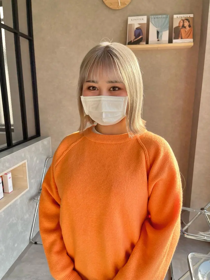 ミディアム カラー カット ヘアカラー トリートメント 一ノ瀬 暁のヘアスタイル