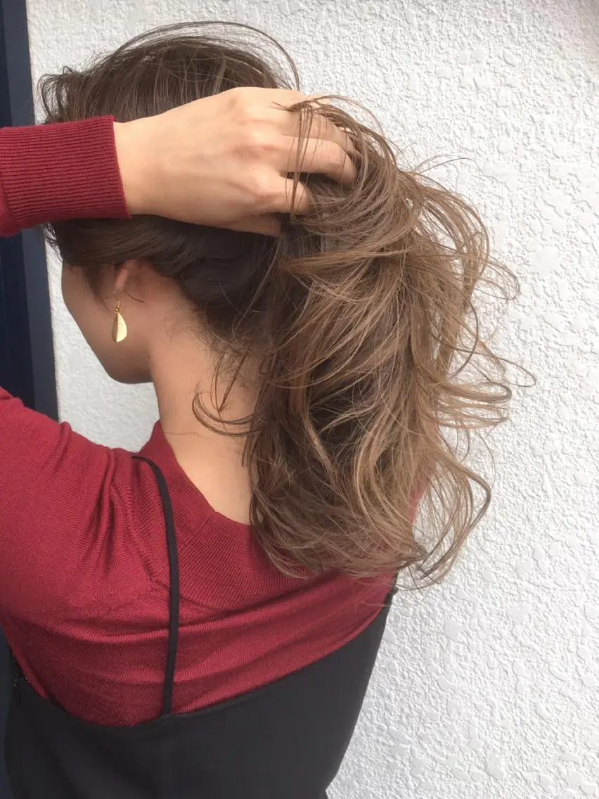 セミロング ハイライト peige 斉藤✨大人ヘアー✨のヘアスタイル