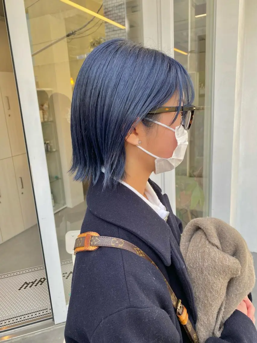 ショート カラー ブルーカラー ネイビーカラー カット ヘアカラー トリートメント ハイトーン×似合わせ 🌱中川慎之介のヘアスタイル