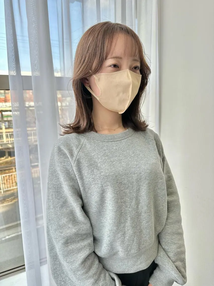 セミロング くびれヘア カット ヘアカラー トリートメント 地毛風酸性縮毛矯正 /木原崇了のヘアスタイル