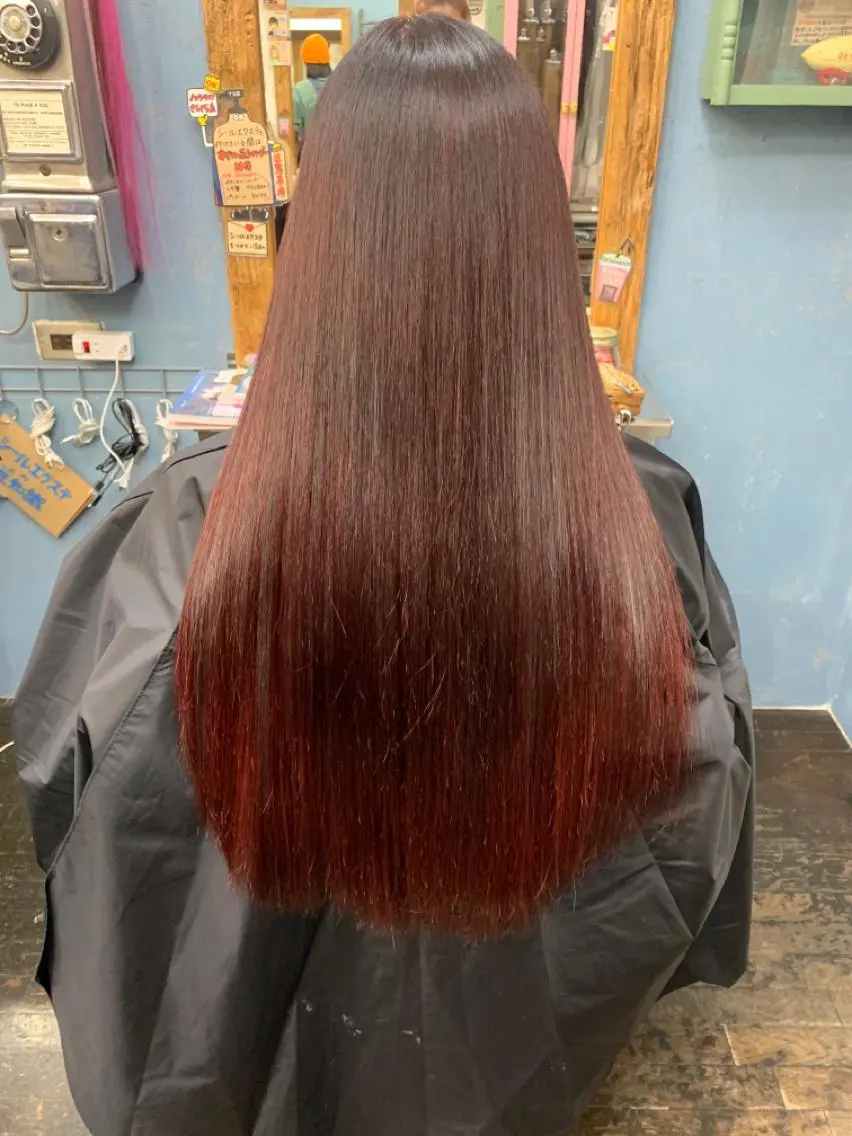 ロング カラー レッドカラー 縮毛矯正 カラーモデル募集ෆ‪ ＳＡＥのヘアスタイル