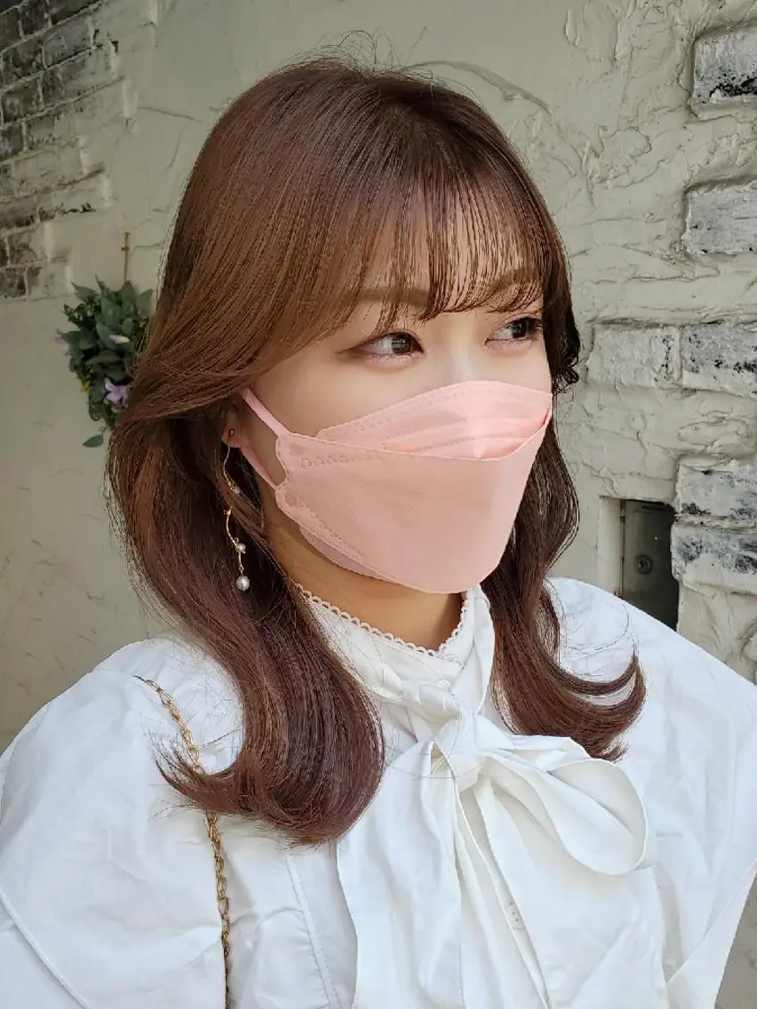 セミロング カラー 切りっぱなしボブ ショートボブ セミロングパーマ バレイヤージュ ベージュカラー カット ヘアカラー トリートメント 韓国レイヤー柔らかい 地毛風縮毛矯正/マツのヘアスタイル