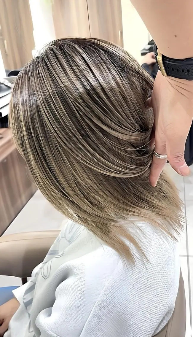 セミロング カラー バレイヤージュ 髪質改善 レイヤーカット カット ヘアカラー トリートメント 山崎俊輔/髪質改善 /バレイヤージュのヘアスタイル
