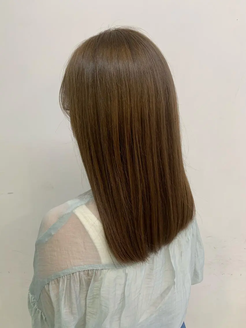 ロング カラー ベージュカラー 透明感カラー ミルクティーベージュ ヘアカラー トリートメント ヘッドスパ 🍒韓国暖色ヘア NO.1🍒🪽のヘアスタイル