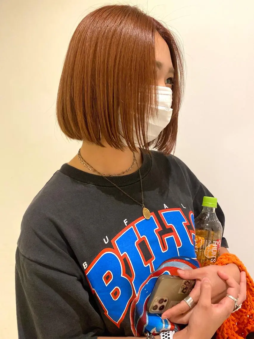 ミディアム カラー オレンジ ヘアカラー アオイ🩵暖色 /まろやかカラーのヘアスタイル