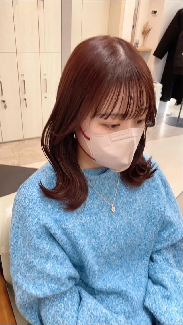 ミディアム カラー ブリーチ ブラウンカラー ブリーチなしカラー ピンクカラー ピンクブラウン ヘアカラー Chainon 山中 拓也のヘアスタイル