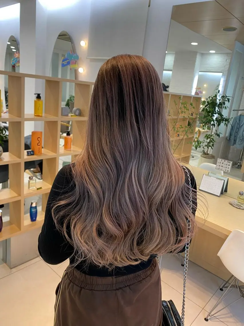ロング カラー バレイヤージュ レイヤーカット ヘアカラー ハイトーン/メンズ 水野翔太のヘアスタイル