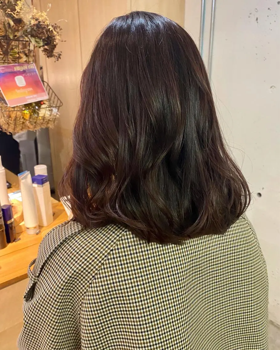 ミディアム カラー ブラウンカラー パーマ美容師 hanaのヘアスタイル