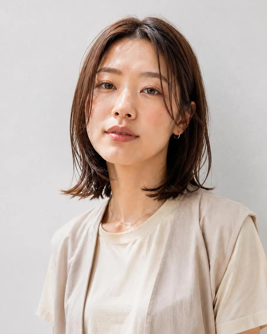 ミディアム ブリーチなし透明感 カラー🌷宮部楓奈のヘアスタイル