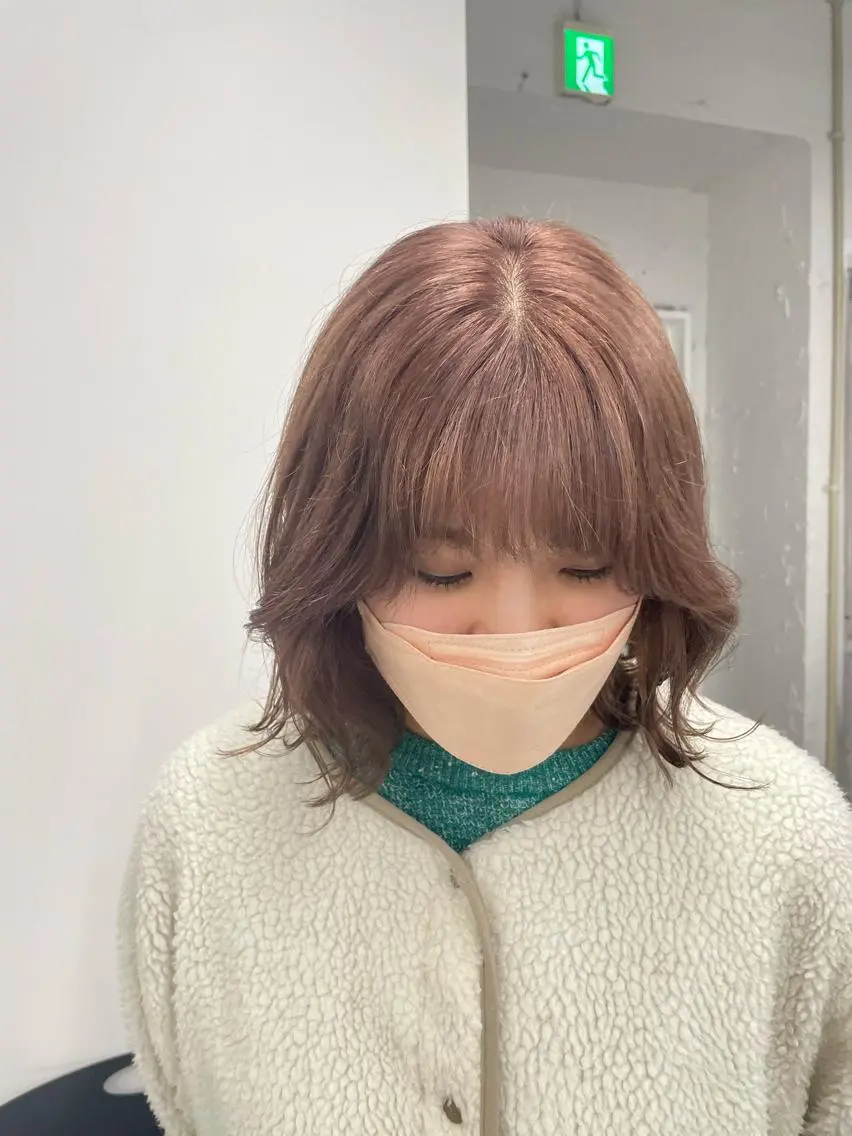 セミロング カラー ブリーチ ケアブリーチ 愛結 暖色カラー🎀🩰のヘアスタイル