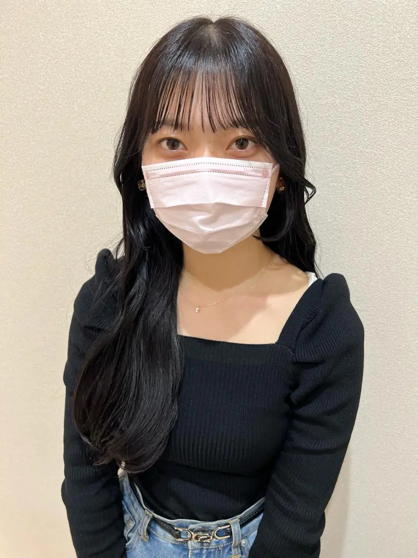 ロング カラー 黒髪 ブルーカラー ブルーブラック 外国人対応 佐久間のヘアスタイル