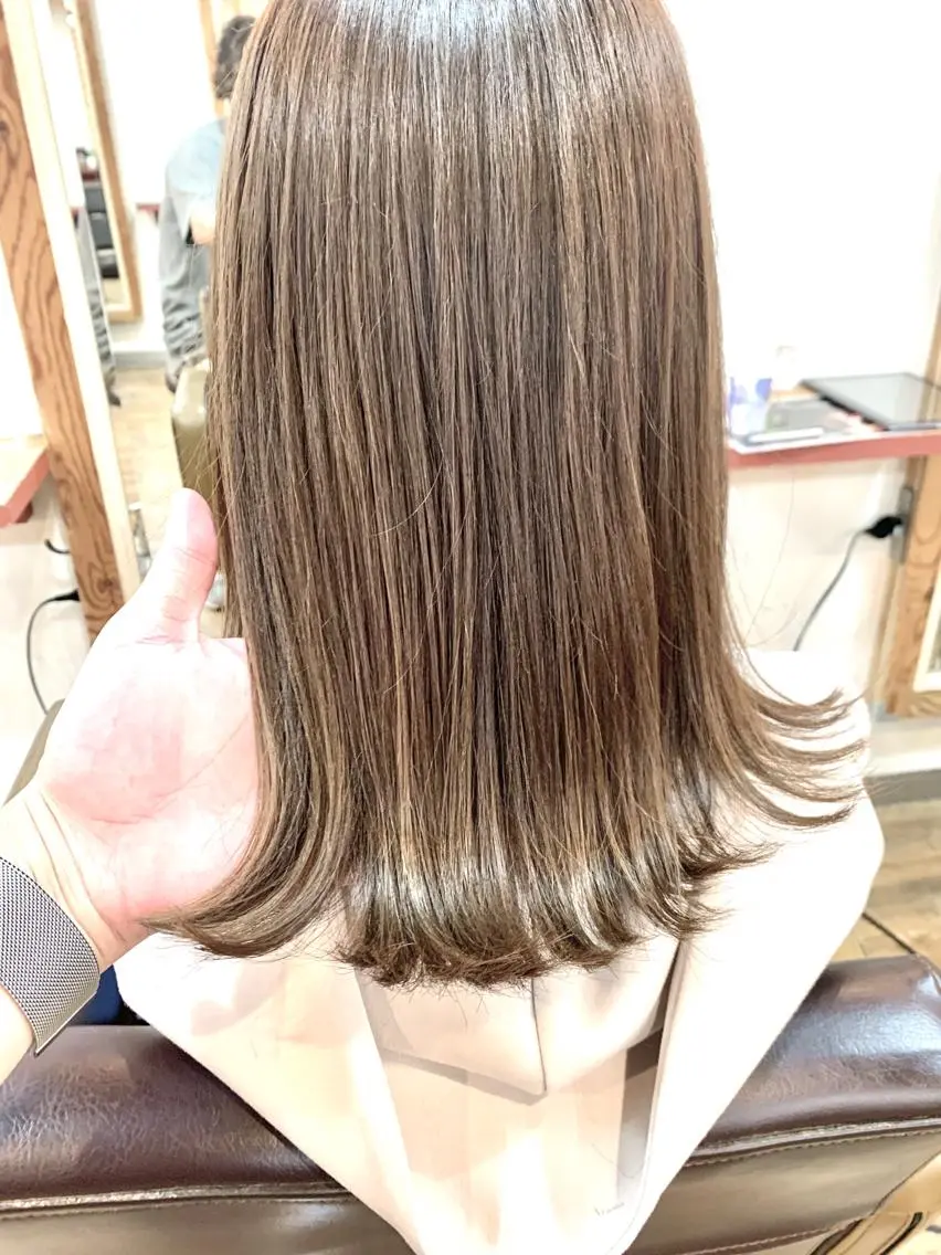 セミロング カラー ヘアカラー トリートメント 岡崎勇人/レイヤー/ 韓国/ケラチンTRのヘアスタイル
